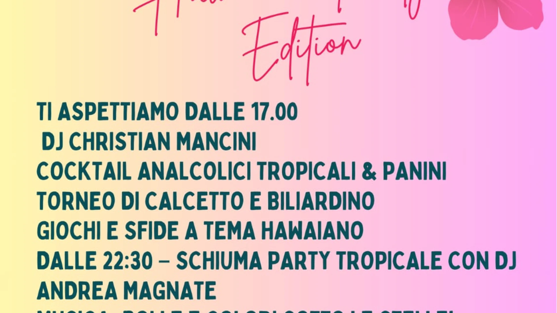 Rocchetta a Volturno: domenica 10agosto l'edizione 2025 del Teen Fest-Hawaiian party edition.